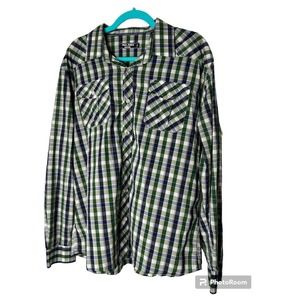 Paul Jones Shirt XL in Blue Green White Plaid
